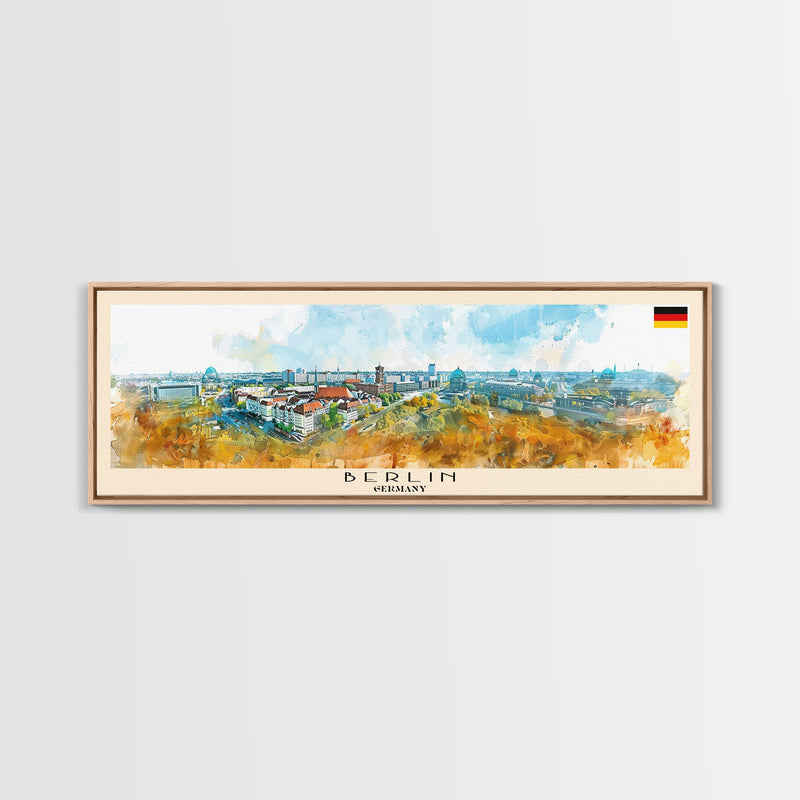 Berlin Germany Travel Print Wall Art, Panoramic City Art, Travel Art, Wall Decor, Vacation Gift, Framed Canvas Print Or Metal Art