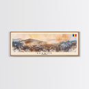 Brasov Romania Panoramic Travel Poster, Framed Canvas Print or Metal Wall Art, Travel Art, Home Decor, Panoramic Painting, Midcentury Art
