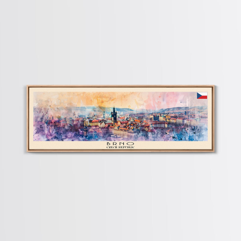 Brno Czech Republic art Travel Print Wall Art, Panoramic City Art, Travel Art, Wall Decor, Vacation Gift, Framed Canvas Print Or Metal Art