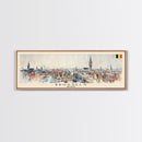 Brussels Belgium Panoramic Travel Poster, Framed Canvas Print or Metal Wall Art, Travel Art, Home Decor, Panoramic Painting, Midcentury Art