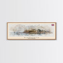 Plymouth United Kingdom Panoramic Travel Poster, Framed Canvas Print or Metal Wall Art, Travel Art, Home Decor, Panoramic Painting, Midcentury Art
