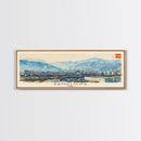 Pamplona Spain Panoramic Travel Poster, Framed Canvas Print or Metal Wall Art, Travel Art, Home Decor, Panoramic Painting, Midcentury Art