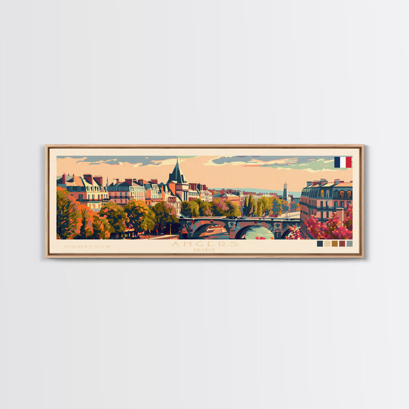 Angers France Wall Art, Panoramic Travel Poster, Panoramic Framed Canvas Print, City Wall Art, Wall Hanging Home Decor, Travel Art