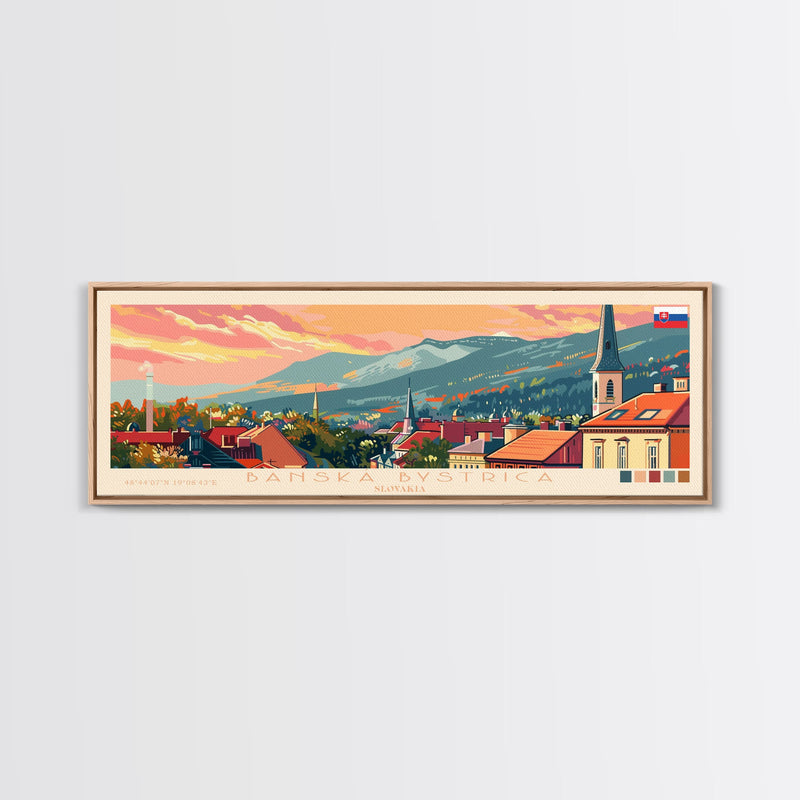 Banska Bystrica Wall Art, Panoramic Travel Poster, Panoramic Framed Canvas Print, City Wall Art, Wall Hanging Home Decor, Travel Art