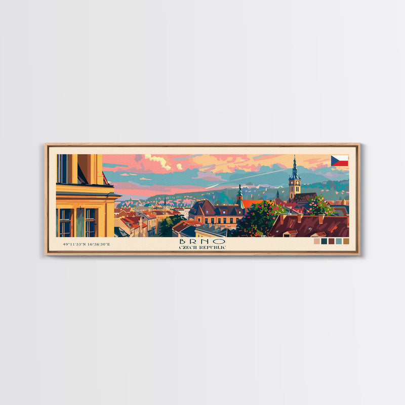 Brno CzechRepublic art Travel Print Wall Art, Panoramic City Art, Travel Art, Wall Decor, Vacation Gift, Framed Canvas Print Or Metal Art