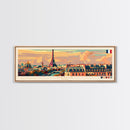 Paris France Panoramic Travel Poster, Framed Canvas Print or Metal Wall Art, Travel Art, Home Decor, Panoramic Painting, Midcentury Art