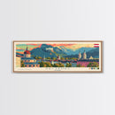 Salzburg Austria Panoramic Travel Poster, Framed Canvas Print or Metal Wall Art, Travel Art, Home Decor, Panoramic Painting, Midcentury Art