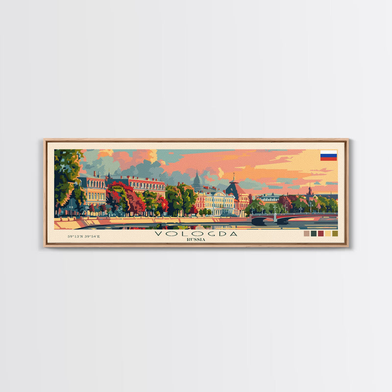 Vologda Russia Wall Art, Panoramic Travel Poster, Panoramic Framed Canvas Print, City Wall Art, Wall Hanging Home Decor, Travel Art