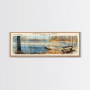 Cross Lake Louisiana Framed Canvas Print, Panoramic Lake House Decor, Wall Art, Travel Poster, Rustic Lake Painting, Nature Art