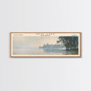 Deal Lake New Jersey Framed Canvas Print, Lake House Art, Panoramic Wall Art, Travel Poster, Rustic Lake Painting, Home Decor