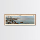 El Dorado Lake Kansas Framed Canvas Print, Lake House Decor, Panoramic Wall Art, Travel Poster, Rustic Lake Painting, Nature Art