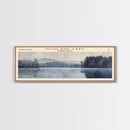 Highland Lake Connecticut Framed Canvas Print, Lake House Art, Panoramic Wall Art, Travel Poster, Scenic Lake Painting, Home Decor