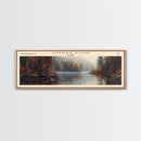 Jordan Pond Maine Framed Canvas Print, Panoramic Lake House Decor, Wall Art, Travel Poster, Scenic Lake Painting, Nature Art
