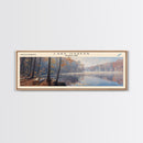 Lake Habeeb Maryland Framed Canvas Print, Lake House Decor, Panoramic Wall Art, Travel Poster, Serene Lake Painting, Nature Art