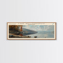 Lake Wallenpaupack Pennsylvania Framed Canvas Print, Lake House Decor, Panoramic Wall Art, Travel Poster, Beautiful Landscape Painting, Living Room Decor