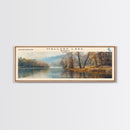 Mallery Lake Framed Canvas Print, Lake House Decor, Panoramic Wall Art, Travel Poster, Scenic Landscape Painting, Rustic Art