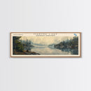 Martre Lake Framed Canvas Print, Lake House Decor, Panoramic Wall Art, Travel Poster, Landscape Painting, Bedroom Decor