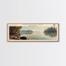 Mistastin Lake Framed Canvas Print, Lake House Decor, Panoramic Wall Art, Travel Poster, Landscape Painting, Modern Art