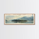 Onota Lake Massachusetts Framed Canvas Print, Lake House Decor, Panoramic Wall Art, Travel Poster, Landscape Painting, Modern Art