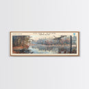 Petenwell Lake Wisconsin Framed Canvas Print, Lake House Decor, Panoramic Travel Poster, Landscape Painting, Modern Art