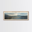 Swiftcurrent Lake Montana Panoramic Wall Art, Framed Canvas Print, Lake House Decor, Travel Poster, Tranquil Landscape, Modern Art, Bedroom Decor