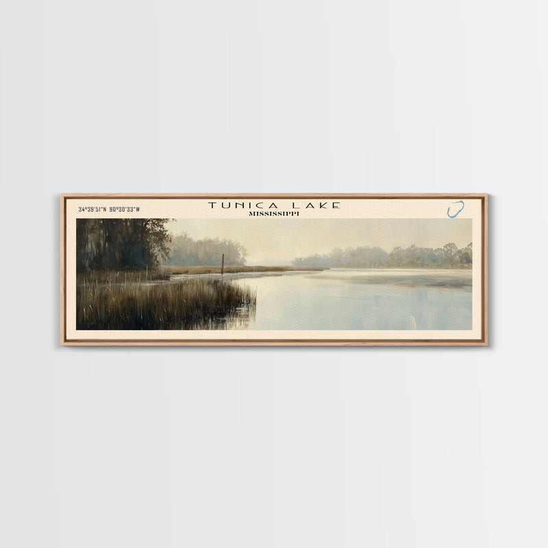 Waldo Lake Oregon Panoramic Wall Art, Framed Canvas Print, Lake House Decor, Travel Poster, Beautiful Lake Scene, Living Room Art