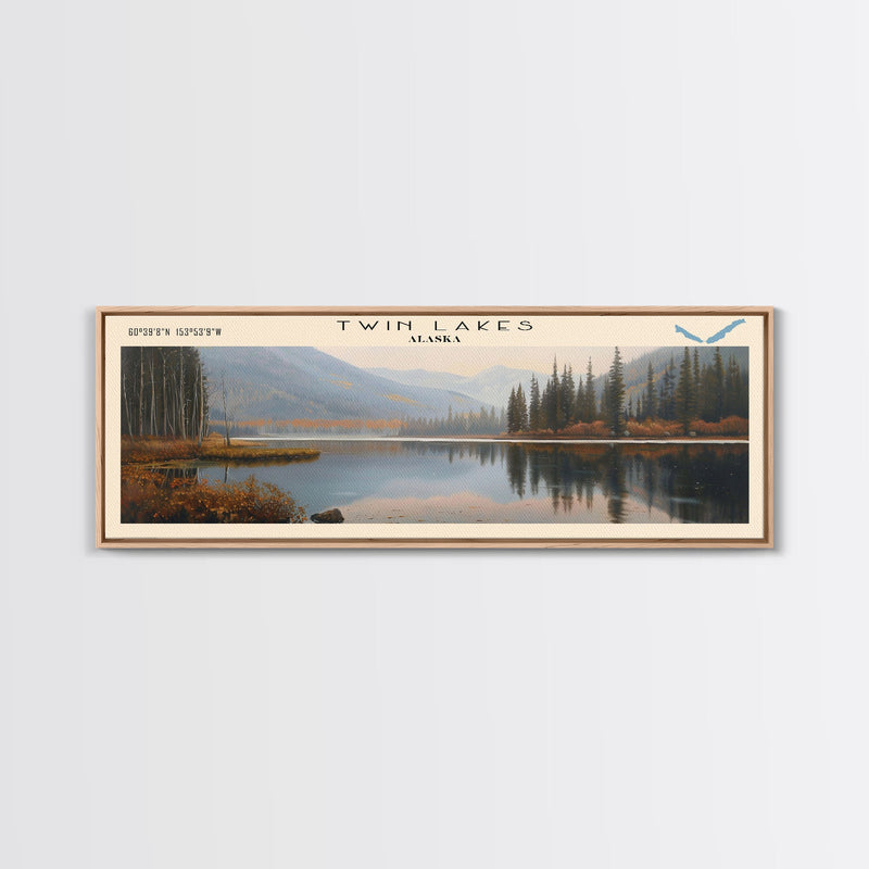 Warden Lake West Virginia Panoramic Wall Art, Framed Canvas Print, Lake House Decor, Travel Poster, Scenic Lake Scene, Living Room Art