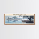 Wollaston Lake Panoramic Wall Art, Framed Canvas Print, Lake House Decor, Travel Poster, Scenic Lake Scene, Bedroom Decor