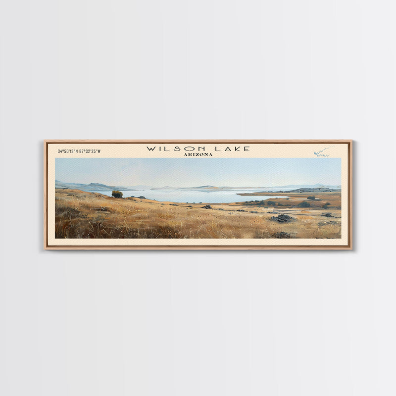 Wilson Lake Arizona Panoramic Wall Art, Framed Canvas Print, Lake House Decor, Travel Poster, Scenic Lake Scene, Bedroom Art