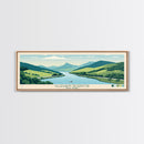 Allegheny Reservoir New York Framed Canvas Print, Panoramic Travel Poster, Pop Art, Midcentury Modern Wall Art, Lake House Art