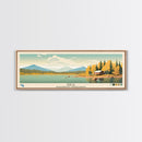 Birch Northwest Territories Framed Canvas Print, Panoramic Wall Art, Midcentury Modern, Pop Art, Travel Poster, Scenic Living Room Decor, Lake House Art