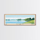 Black Hawk Lake Iowa Framed Canvas Print, Panoramic Travel Poster, Midcentury Modern Wall Art, Pop Art, Nature Bedroom Art, Scenic Lake House Decor