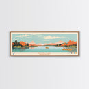 Boone Lake Rhode Island Framed Canvas Print, Panoramic Travel Poster, Midcentury Modern Wall Art, Pop Art, Nature Bedroom Decor, Scenic Lake House Art