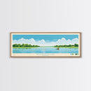 Brookville Lake Indiana Framed Canvas Print, Midcentury Modern Panoramic Wall Art, Living Room Decor, Pop Art, Travel Poster Art, Nature Painting