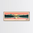 Canadice Lake New York Framed Canvas Print, Pop Art Panoramic Travel Poster, Midcentury Modern, Wall Art, Scenic Nature Painting, Bedroom Decor