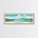Candlewood Lake Connecticut Framed Canvas Print, Pop Art Panoramic Travel Poster, Midcentury Modern, Wall Art, Scenic Nature Painting, Bedroom Decor