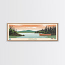 Canoe Lake Saskatchewan Framed Canvas Print, Midcentury Modern Panoramic Wall Art, Living Room Decor, Pop Art, Travel Poster Art, Scenic Nature Painting