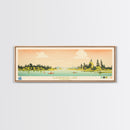 Clearwater Lake Manitoba Framed Canvas Print, Midcentury Modern Panoramic Wall Art, Living Room Decor, Pop Art, Travel Poster Art, Scenic Nature Painting, Lake House Decor