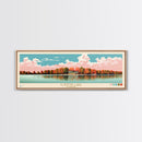 Clinton Lake Illinois Framed Canvas Print, Midcentury Modern Panoramic Wall Art, Living Room Decor, Pop Art, Travel Poster Art, Scenic Nature Painting, Lake House Decor