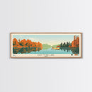 East Fork Lake Ohio Framed Canvas Print, Panoramic Wall Art, Midcentury Modern, Pop Art, Bedroom Decor, Travel Poster, Artistic Lake Painting