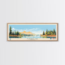 Flathead Lake Montana Framed Canvas Print, Panoramic Wall Art, Midcentury Modern, Pop Art, Bedroom Decor, Travel Poster, Nature Painting, Artistic Decor