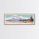 Jackson Lake Wyoming Framed Canvas Print, Panoramic Wall Art, Midcentury Modern, Pop Art, Bedroom Decor, Travel Poster, Nature Decor