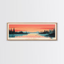 Lac De Gras Northwest Framed Canvas Print, Panoramic Wall Art, Midcentury Modern, Pop Art, Bedroom Decor, Travel Poster, Living Room Art