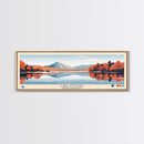 Lake Attitash Massachusetts Framed Canvas Print, Panoramic Wall Art, Midcentury Modern, Pop Art, Bedroom Decor, Travel Poster, Living Room Art