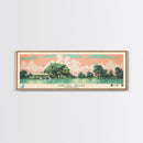 Lake Bill Waller Mississippi Framed Canvas Print, Panoramic Art, Midcentury Modern, Pop Art, Living Room Wall Art, Travel Poster, Lake House Decor