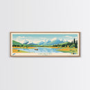 Lake Brooks Alaska Framed Canvas Print, Panoramic Wall Art, Midcentury Modern, Pop Art, Bedroom Decor, Travel Poster, Living Room Art