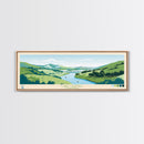 Lake Casitas California Framed Canvas Print, Panoramic Wall Art, Midcentury Modern, Pop Art, Bedroom Decor, Travel Poster, Living Room Art
