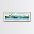 Lake Chatuge Georgia Framed Canvas Print, Panoramic Art, Midcentury Modern, Pop Art, Living Room Wall Art, Travel Poster, Lake House Decor