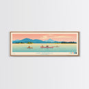 Lake Dardanelle California Framed Canvas Print, Panoramic Art, Midcentury Modern, Pop Art, Living Room Wall Art, Travel Poster, Lake House Decor