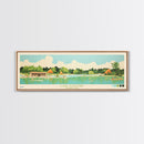 Lake Elkhorn Maryland Framed Canvas Print, Panoramic Wall Art, Midcentury Modern, Pop Art, Bedroom Decor, Travel Poster, Living Room Art